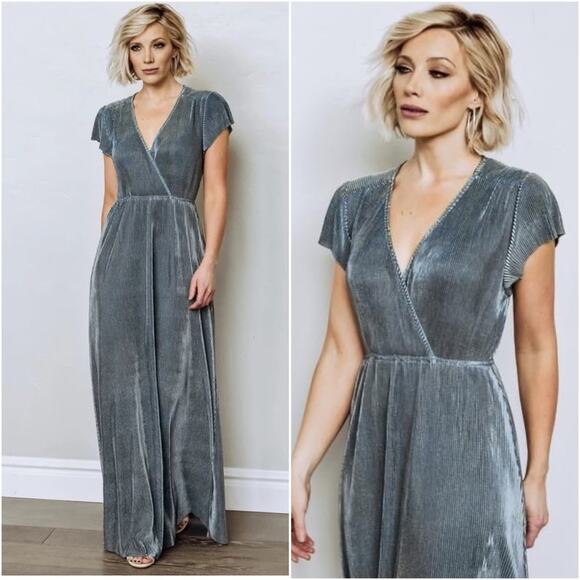 NWT Baltic Born Pewter Pleated Athena Maxi Dress - Picture 2 of 7